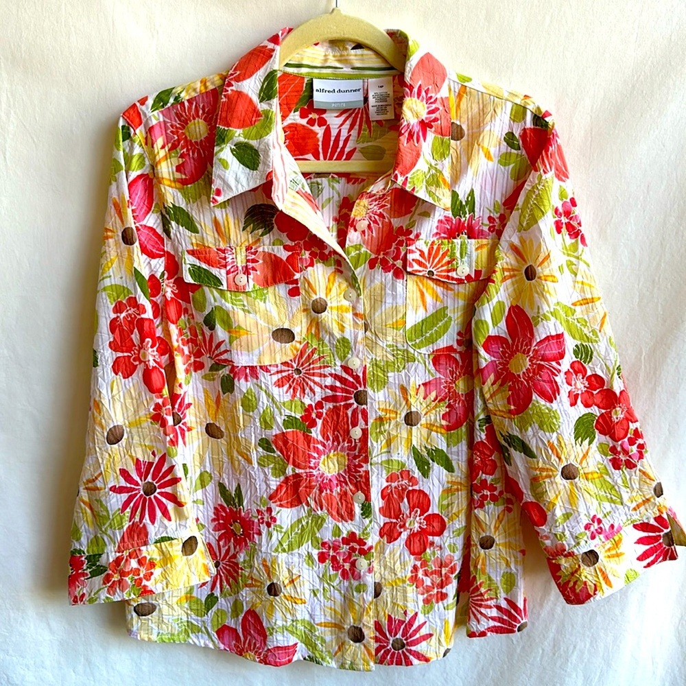 Alfred Dunner colorful summery blouse/jacket, size 14P